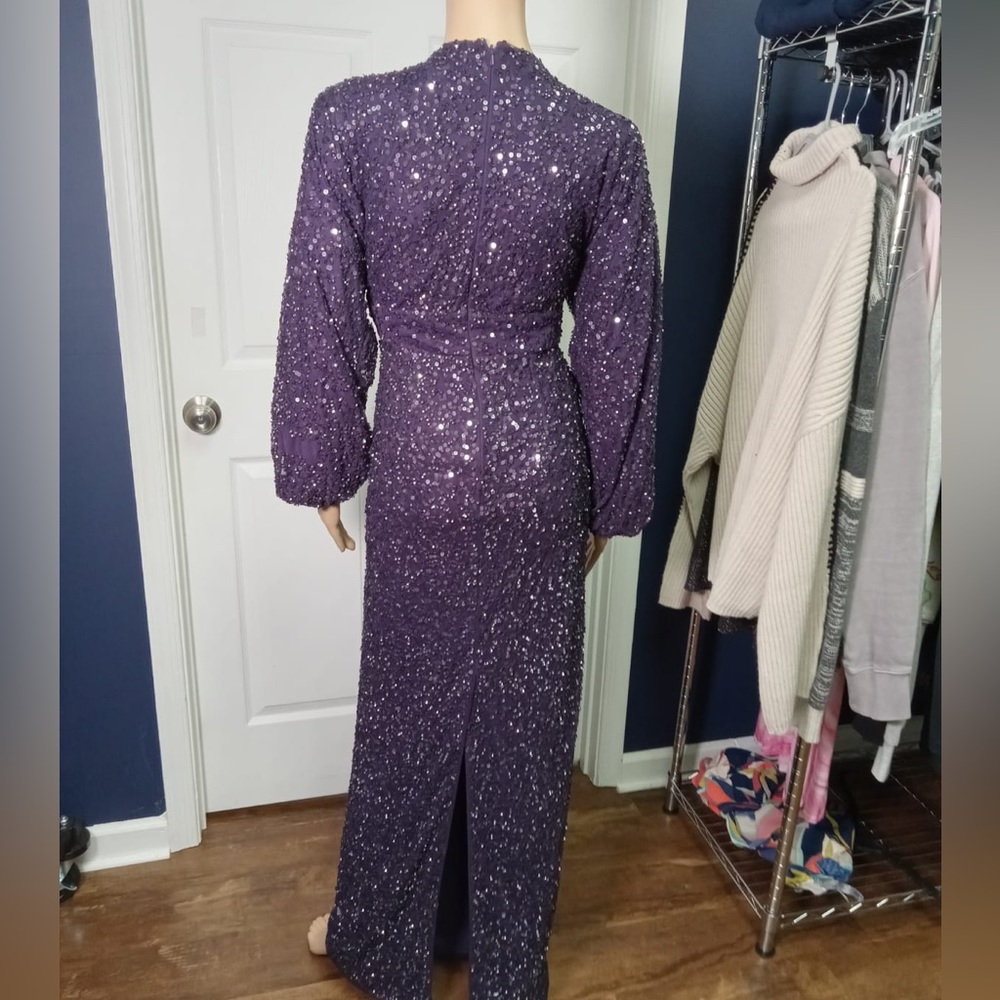 Mac Duggal Sequin Long Sleeve Tulle Gown - Picture 8 of 9